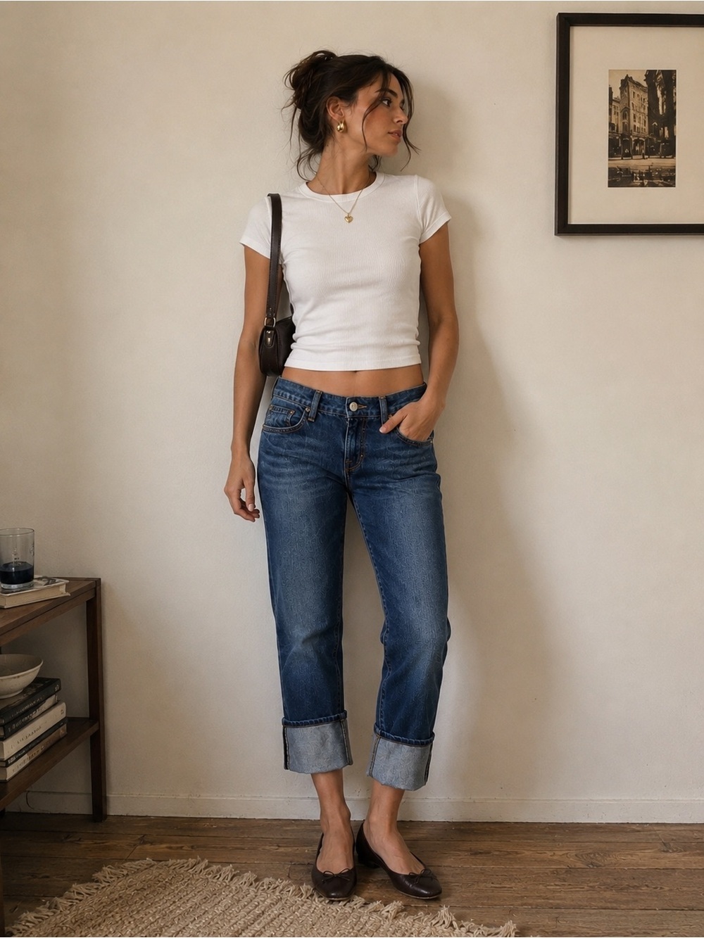 Frame Le Grand Garçon Cuffed Hem Cropped Boyfriend Jean